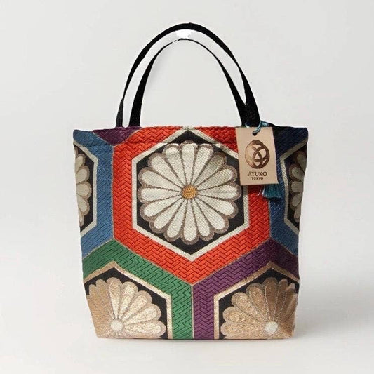 One-of-a-Kind Kikkō Chrysanthemum Vintage Obi Silk Tote