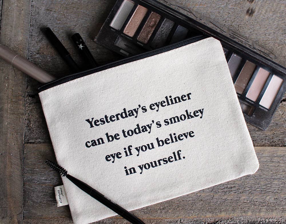 Smoky Eyes Zipper Pouch — Sassy Cotton Canvas Makeup Bag | Fun Everyday Pouch - Helene Clarkson Design