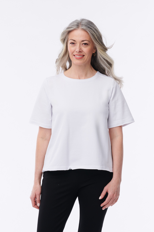 Helene Clarkson Design Barcelona Luxe Terry Top in soft fabric, featuring a relaxed fit and stylish design.