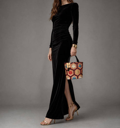 One-of-a-Kind Kikkō Geometric Vintage Obi Silk Tote