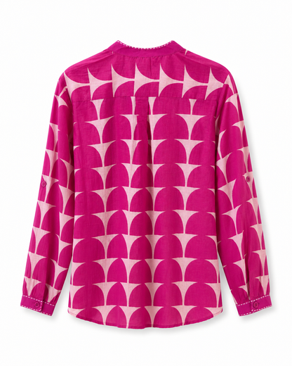 Fuchsia Geometric Print Cotton Tunic Shirt