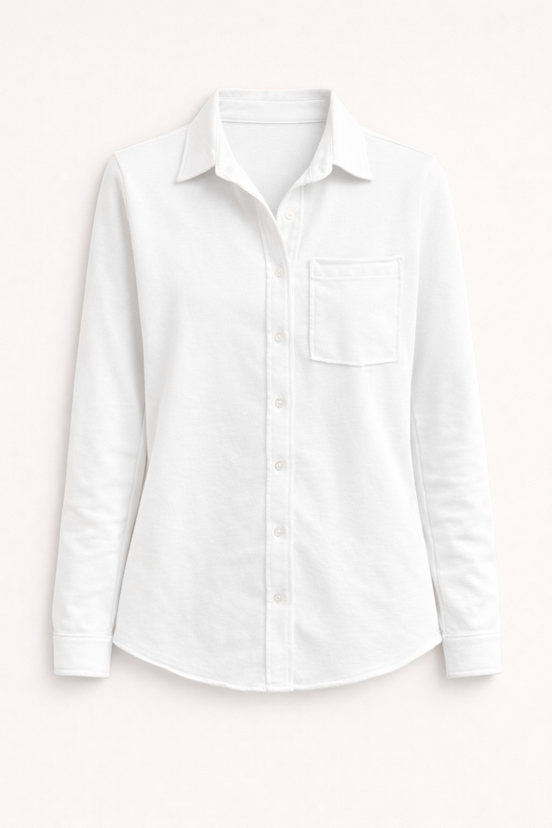 Alexandra French Terry Button Down Shirt - Helene Clarkson Design