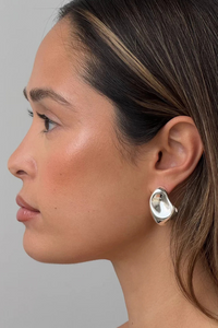 La Pierre Geometric Stud Earrings – Bold 14K Gold or Sterling Silver Statement by DRAE - Helene Clarkson Design