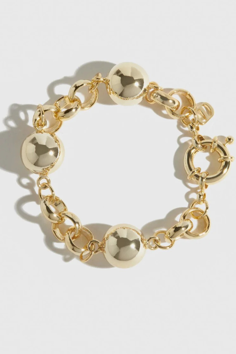 Rolo & Puffy Beads Bracelet – Bold Statement Chain in 14K Gold or Silver by DRAE - Helene Clarkson Design