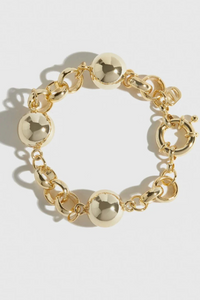 Rolo & Puffy Beads Bracelet – Bold Statement Chain in 14K Gold or Silver by DRAE - Helene Clarkson Design