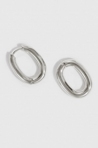 Oval Link Bare Pendant Hoop Earrings – 14K Gold or Sterling Silver Plated Statement by DRAE - Helene Clarkson Design
