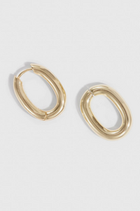 Oval Link Bare Pendant Hoop Earrings – 14K Gold or Sterling Silver Plated Statement by DRAE - Helene Clarkson Design