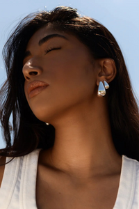 Soho Earrings – 14K Gold or Silver-Plated Dewdrop Hoops by DRAE - Helene Clarkson Design
