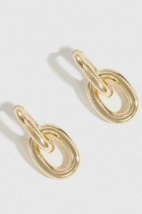 Oval Link Bare Pendant Hoop Earrings – 14K Gold or Sterling Silver Plated Statement by DRAE - Helene Clarkson Design