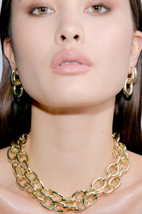 Oval Link Bare Pendant Hoop Earrings – 14K Gold or Sterling Silver Plated Statement by DRAE - Helene Clarkson Design