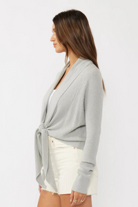 Waffle Knit Long Sleeve Cardigan – Tie, Wrap, or Open Front - Helene Clarkson Design