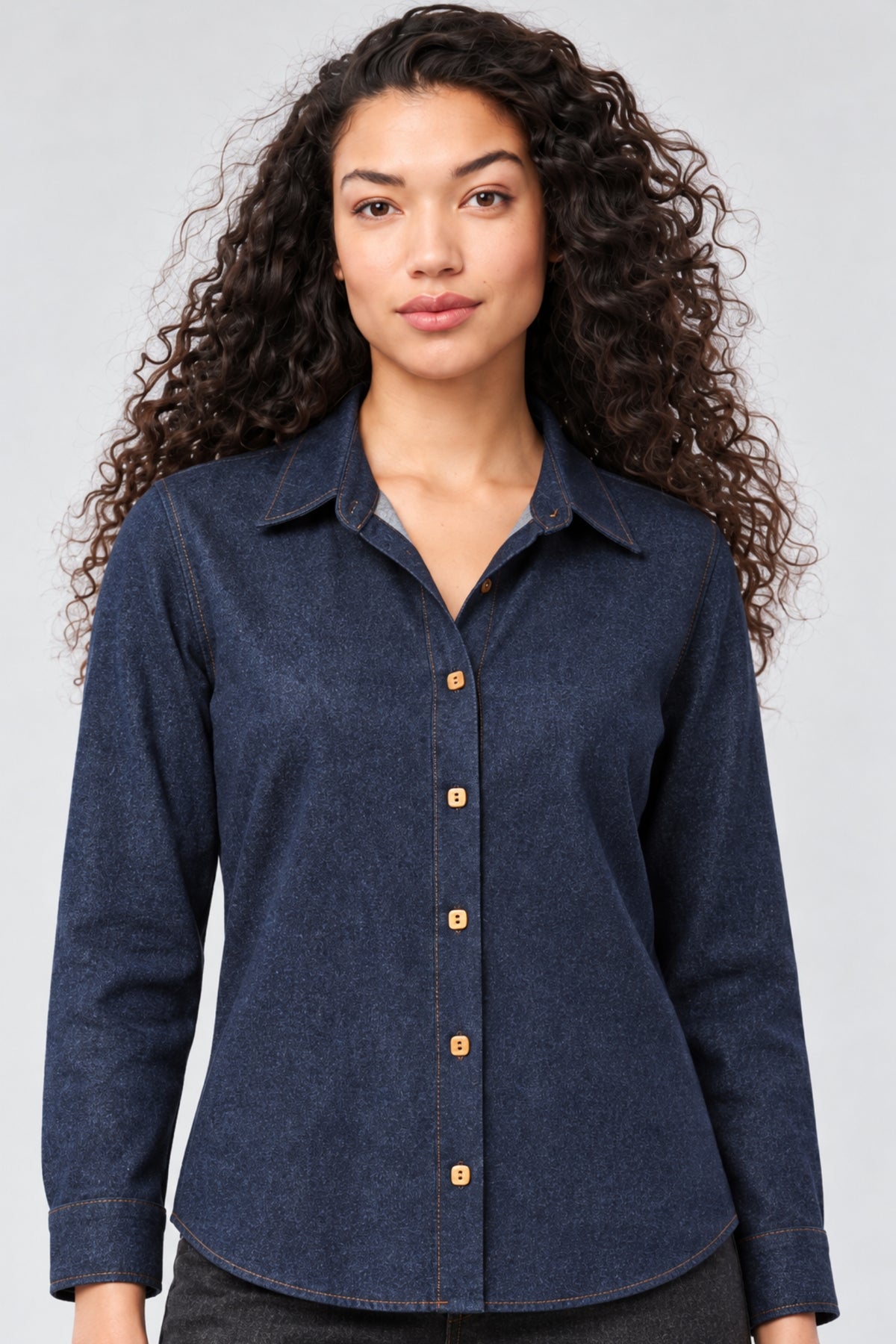 Bala Ponte Denim Button-Down Blouse