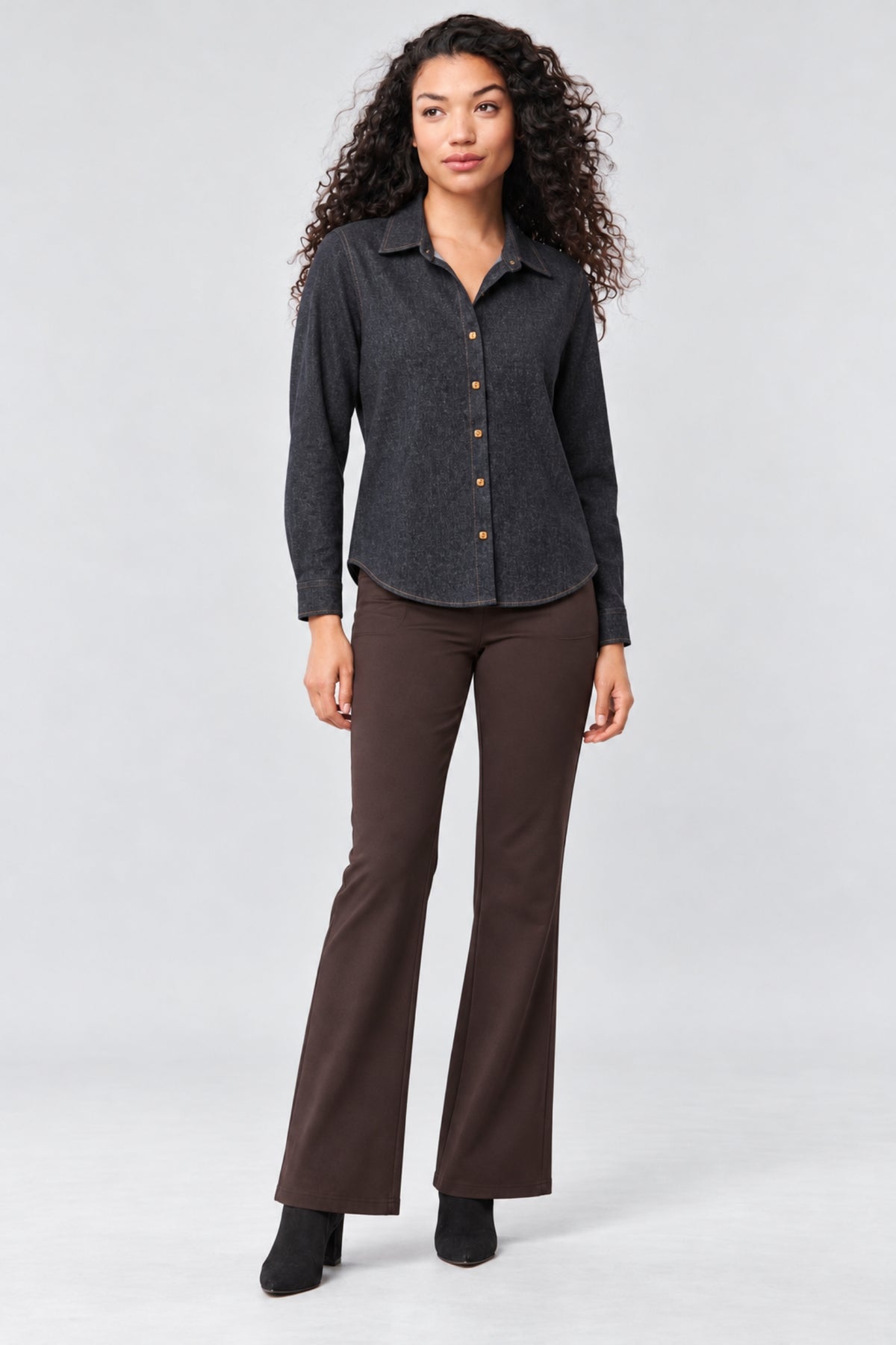 Bala Ponte Denim Button-Down Blouse
