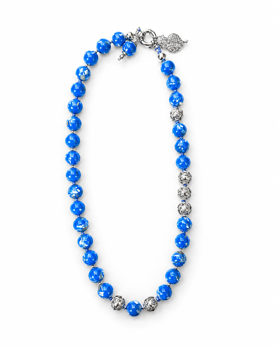 Blue Crushed Shell & Mother-of-Pearl Viana Bead Necklace