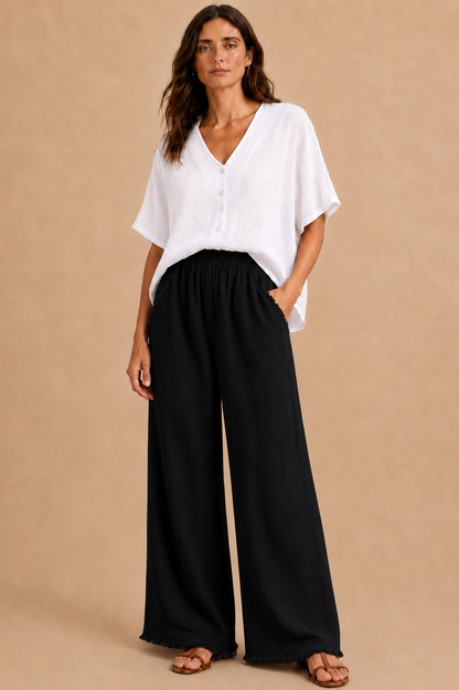 Linen and Cotton Blend Pants