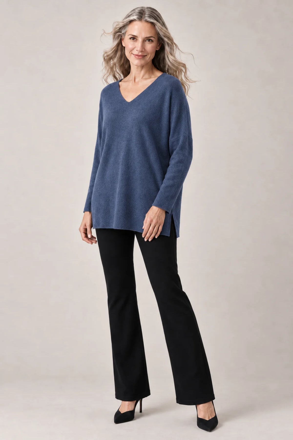 Cashmere-Blend Maxi V-Neck Sweater