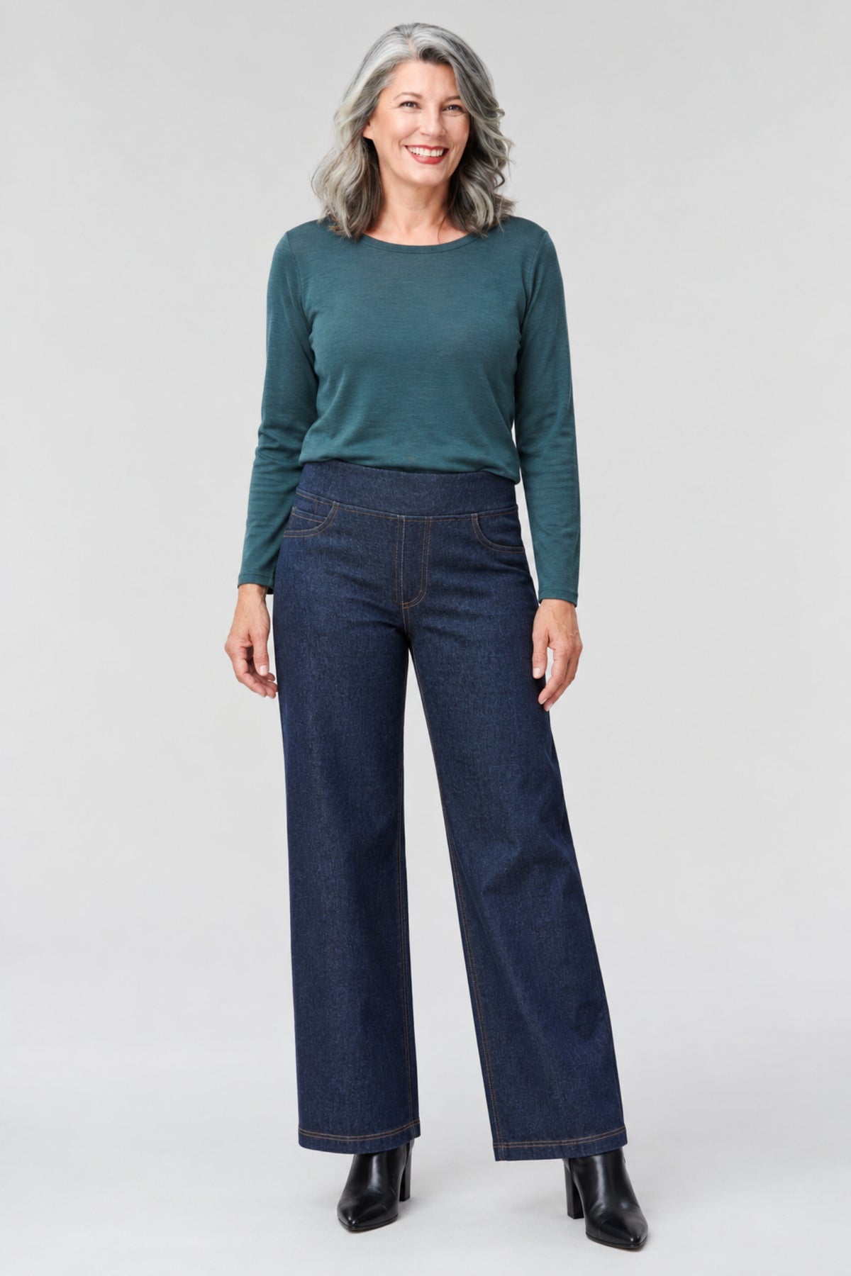 Hanna Ponte Wide-Leg Jeans