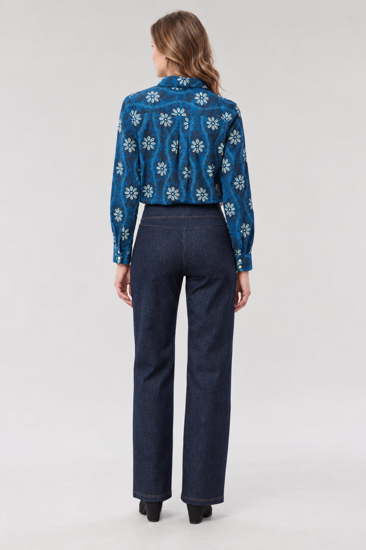 Indigo Floral Button Front Shirt