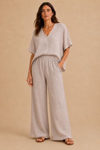 Linen and Cotton Blend Pants - Helene Clarkson Design