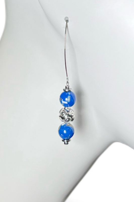 Blue Mother-of-Pearl Earrings in Stainless Steel | Ibérina Design - Helene Clarkson Design