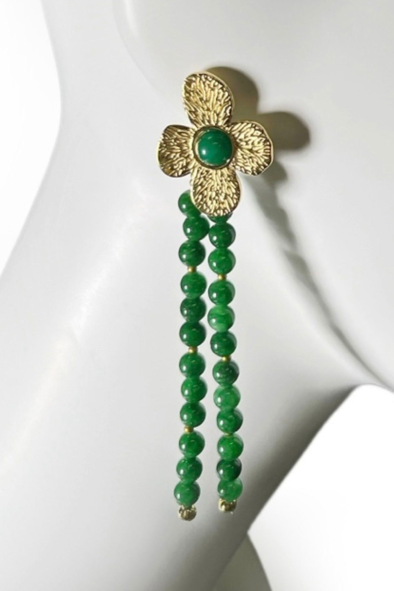 Modular Green Agate & Gold Earrings | Ibérina Design - Helene Clarkson Design