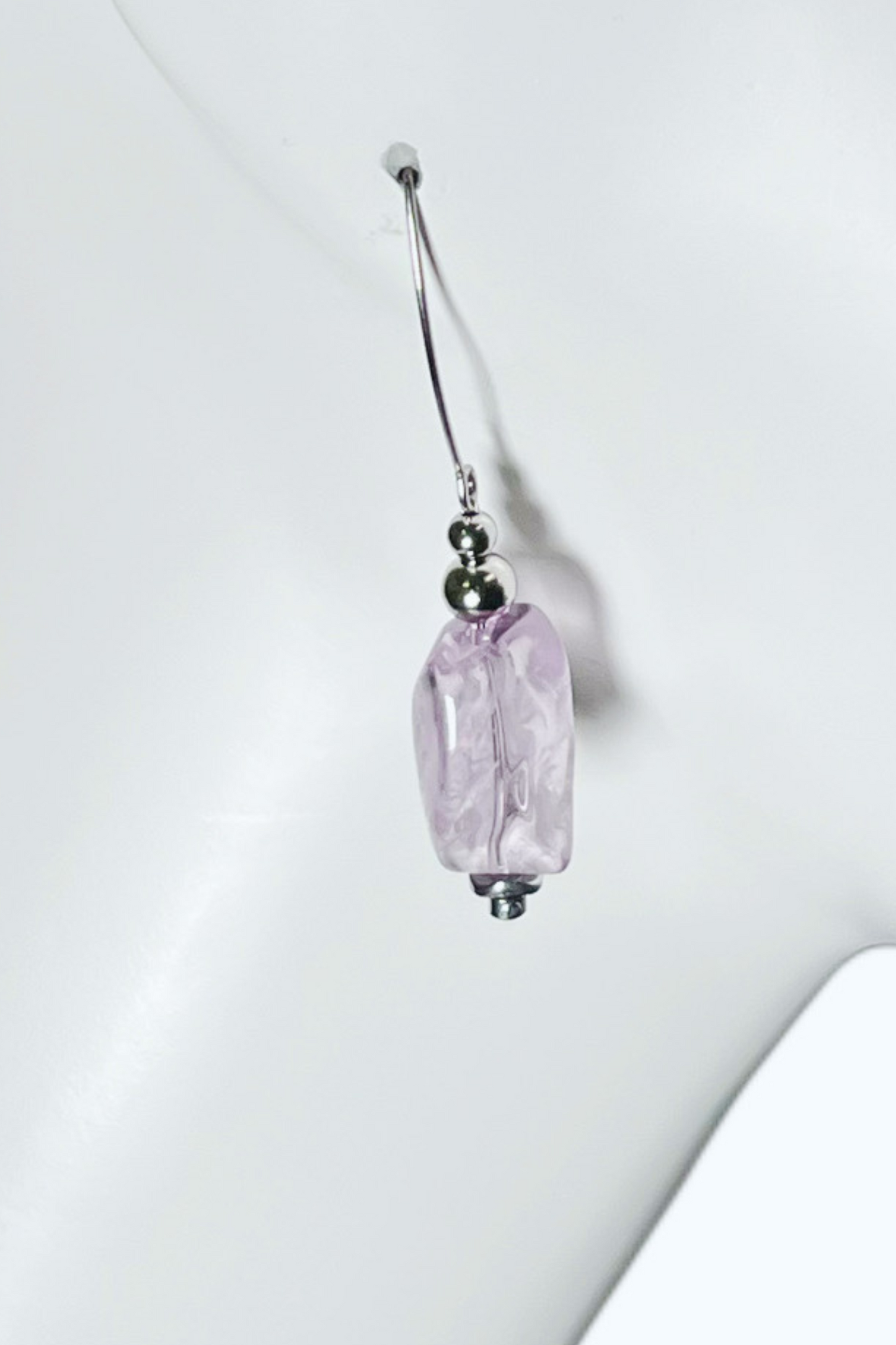 Amethyst Earrings in Stainless Steel | Ibérina Design - Helene Clarkson Design