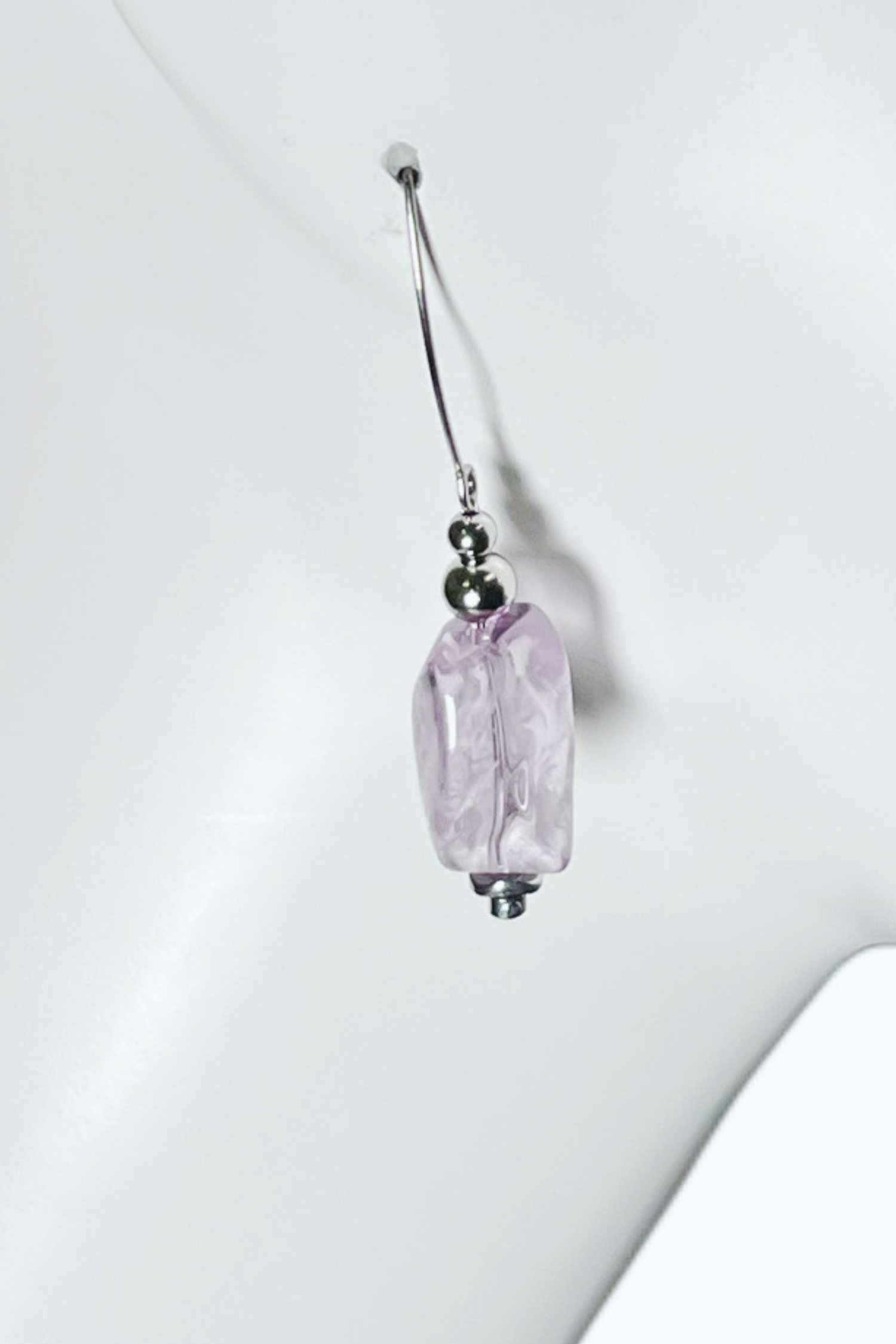 Amethyst Earrings in Stainless Steel | Ibérina Design - Helene Clarkson Design
