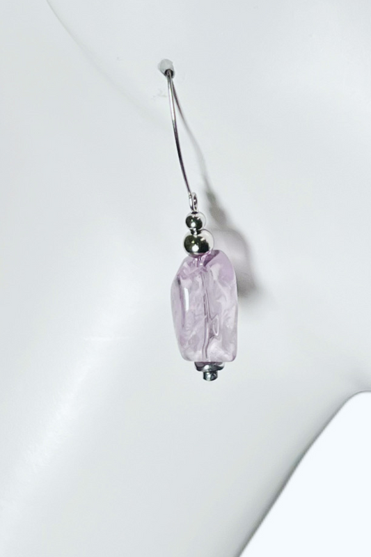 Amethyst Earrings in Stainless Steel | Ibérina Design - Helene Clarkson Design