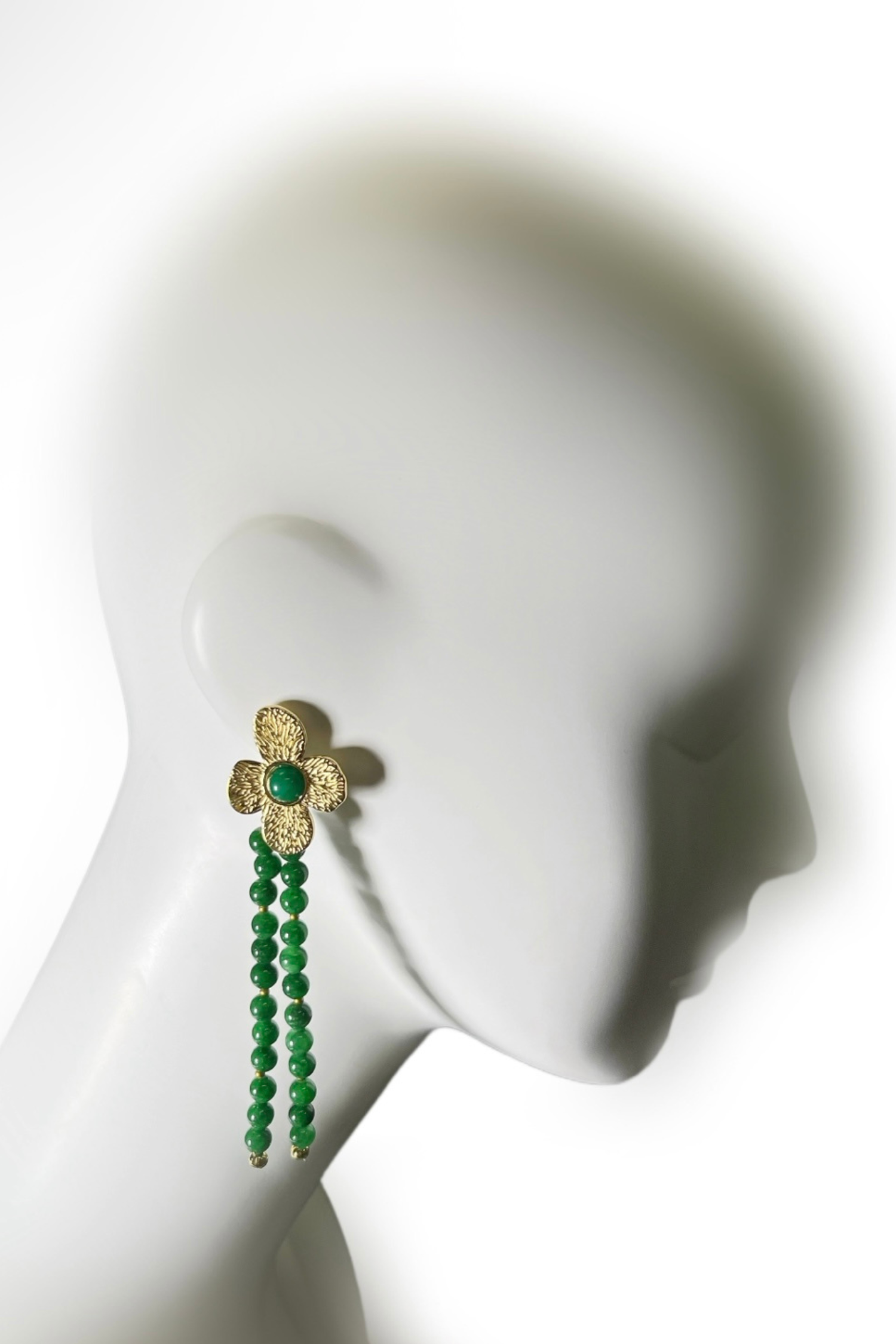 Modular Green Agate & Gold Earrings | Ibérina Design - Helene Clarkson Design
