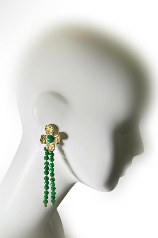 Modular Green Agate & Gold Earrings | Ibérina Design - Helene Clarkson Design