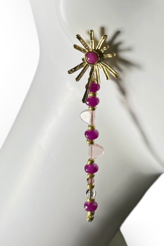 Modular Pink Agate & Czech Glass Earrings | Ibérina Design - Helene Clarkson Design