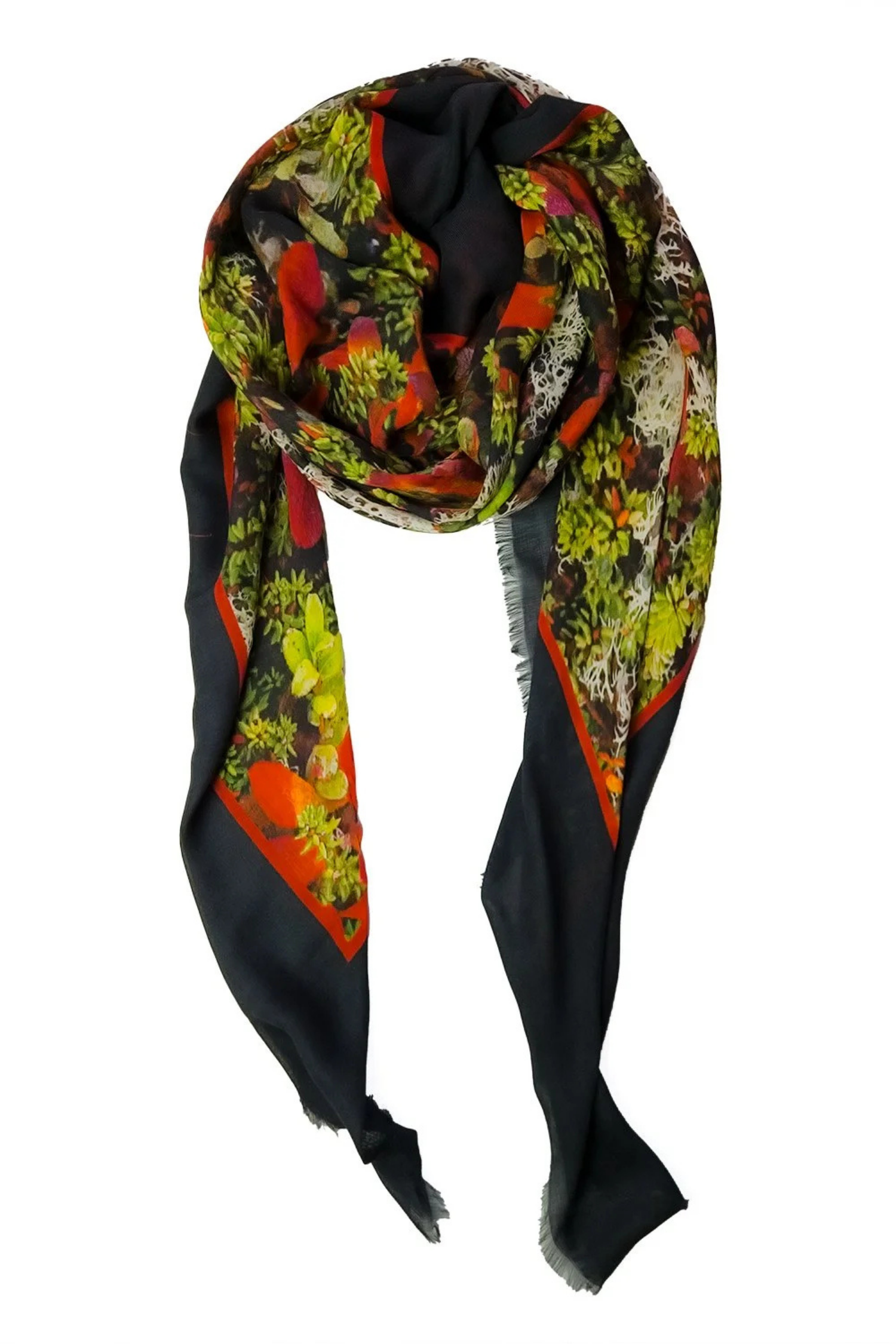Reversible oversized square scarf in denim and Tundra Yukon cashmere blend by Lolili, showcasing soft, luxurious fabric and stylish design.