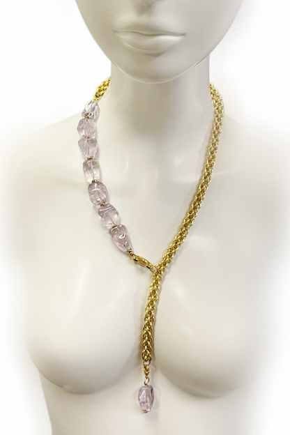 Perfectly Unbalanced Necklace in Amethyst & Gold-Plated Stainless Steel | Ibérina Design - Helene Clarkson Design