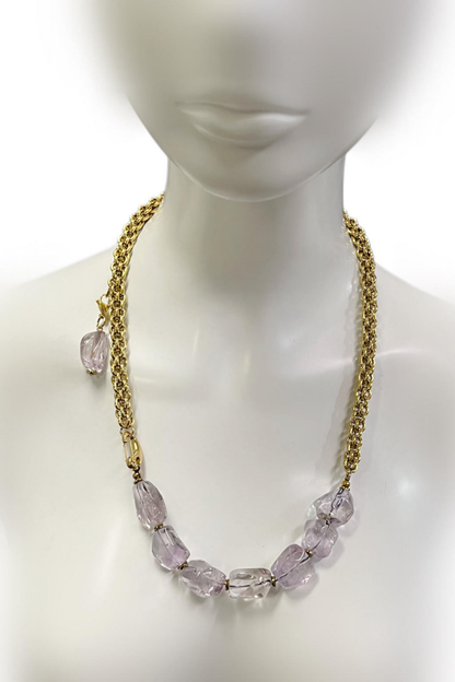 Perfectly Unbalanced Necklace in Amethyst & Gold-Plated Stainless Steel | Ibérina Design - Helene Clarkson Design
