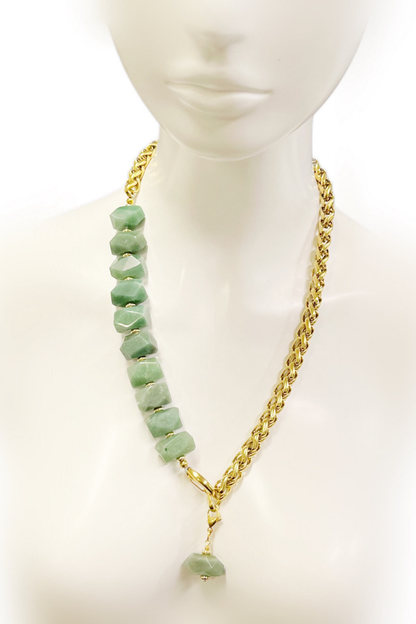 Perfectly Unbalanced Necklace in Aventurine & Gold-Plated Stainless Steel | Ibérina Design - Helene Clarkson Design