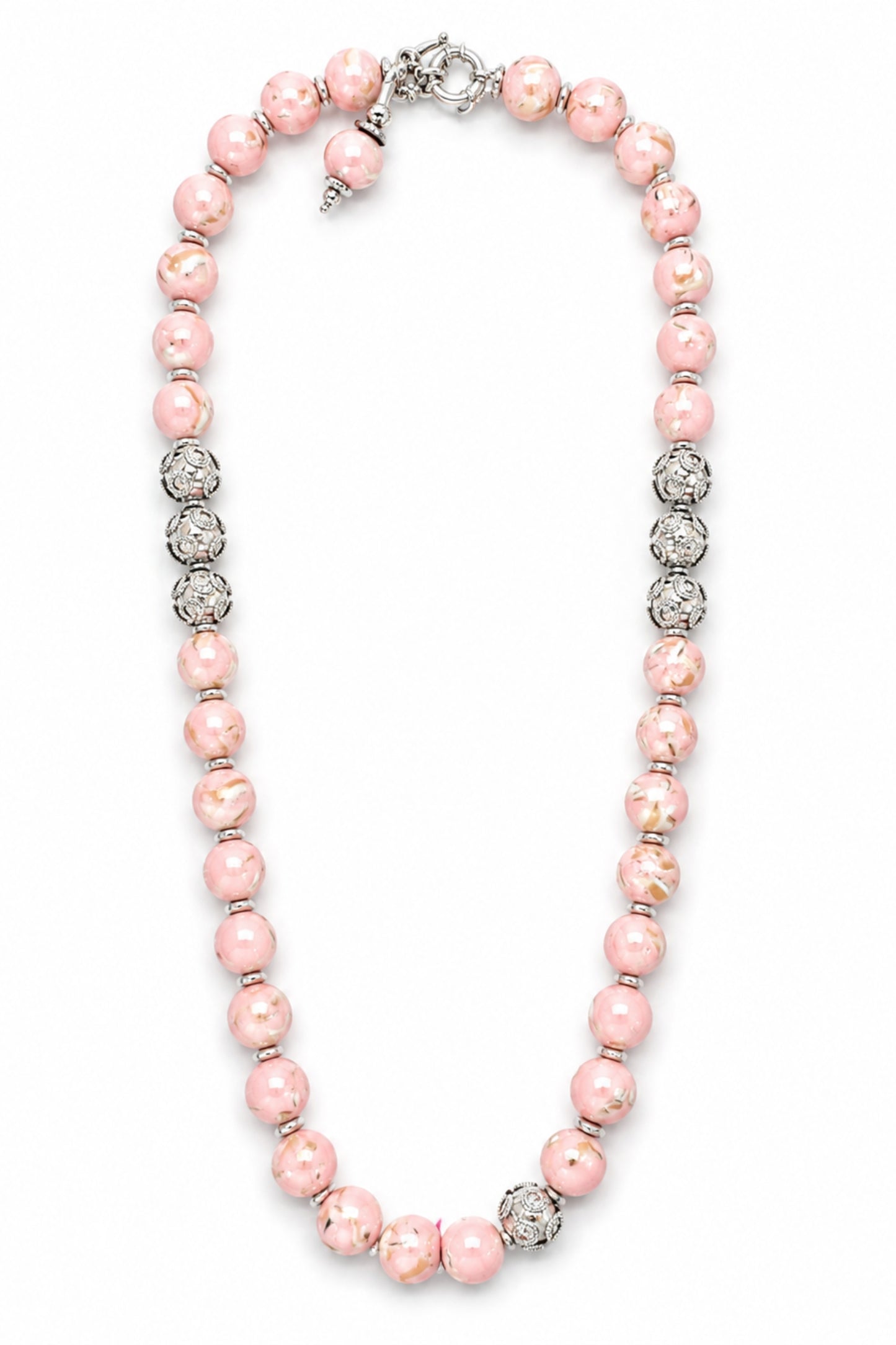 Pink Crushed Shell & Mother-of-Pearl Viana Bead Necklace