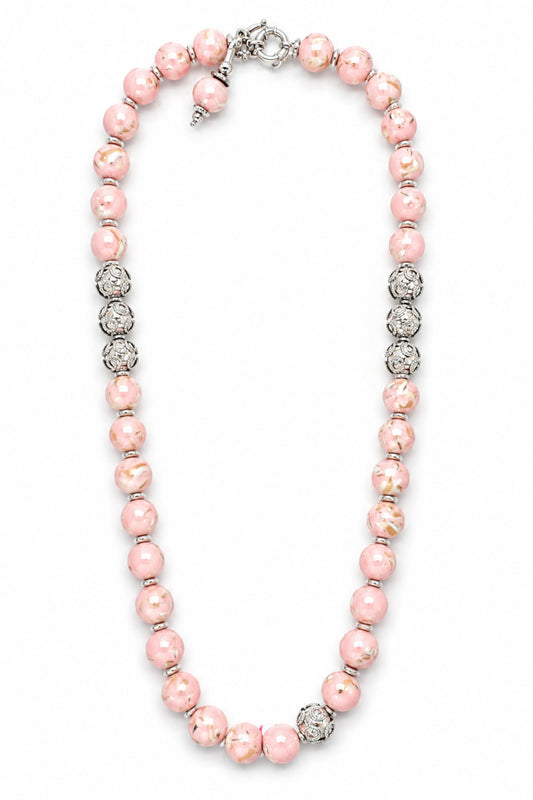 Pink Crushed Shell & Mother-of-Pearl Viana Bead Necklace
