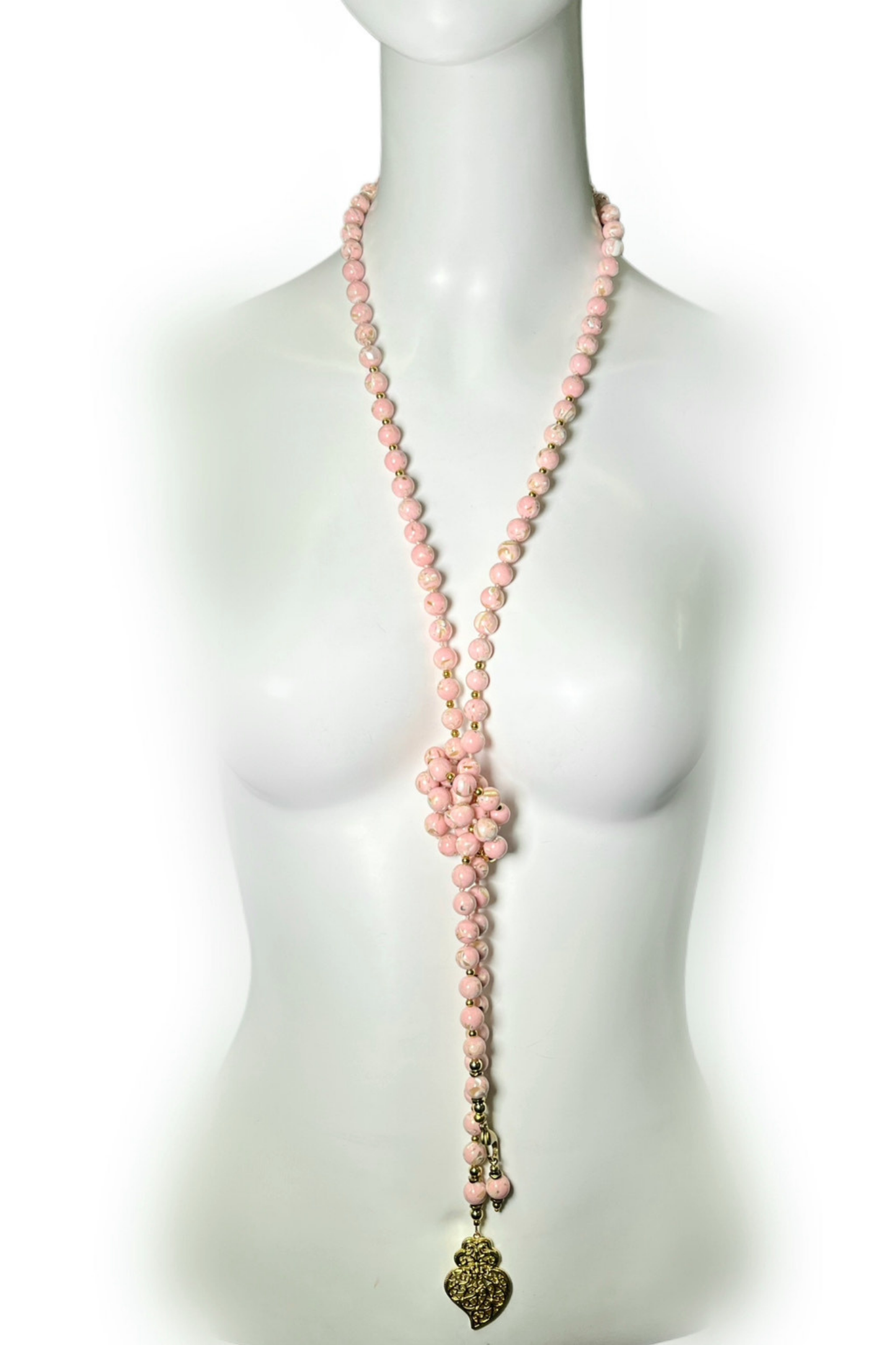 Saudades Collection – Pink Necklace in Mother of Pearl & Gold-Plated Stainless Steel | Ibérina Design - Helene Clarkson Design