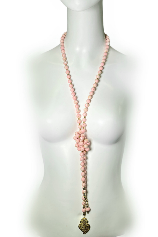 Saudades Collection – Pink Necklace in Mother of Pearl & Gold-Plated Stainless Steel | Ibérina Design - Helene Clarkson Design