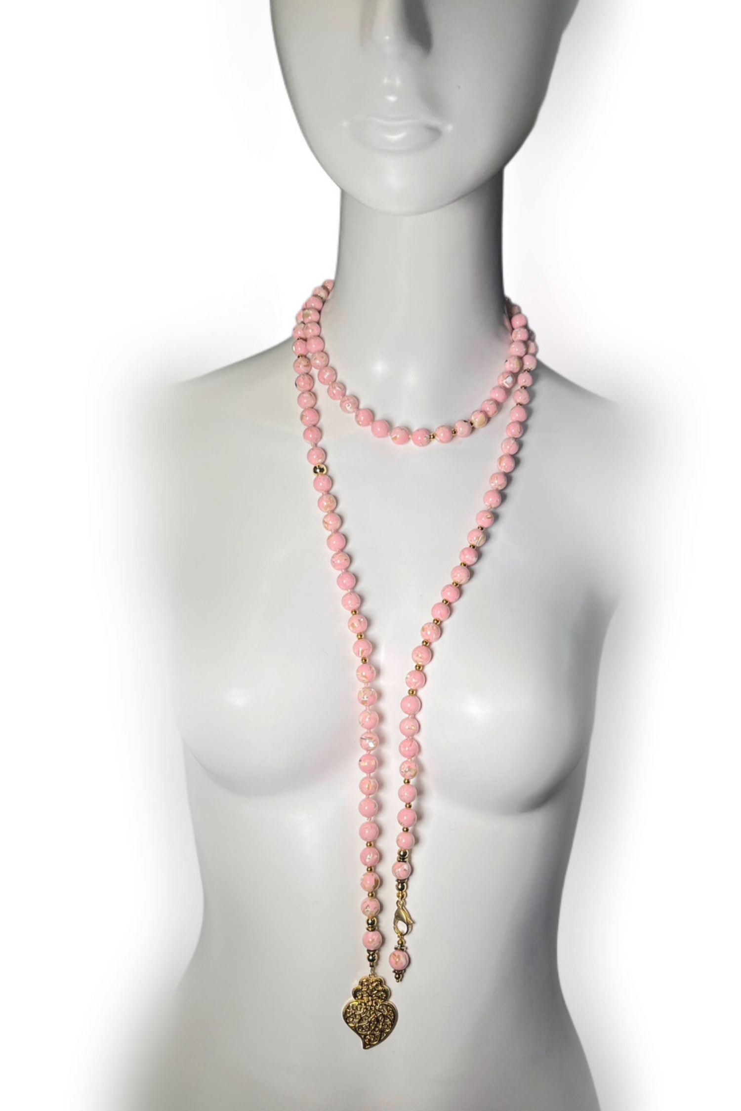 Saudades Collection – Pink Necklace in Mother of Pearl & Gold-Plated Stainless Steel | Ibérina Design - Helene Clarkson Design