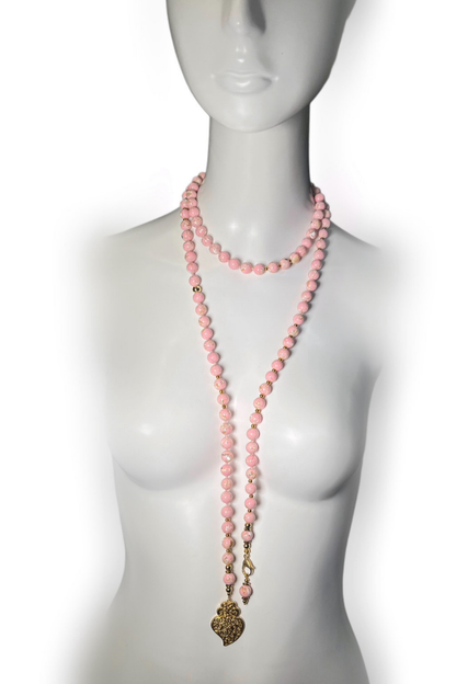 Saudades Collection – Pink Necklace in Mother of Pearl & Gold-Plated Stainless Steel | Ibérina Design - Helene Clarkson Design