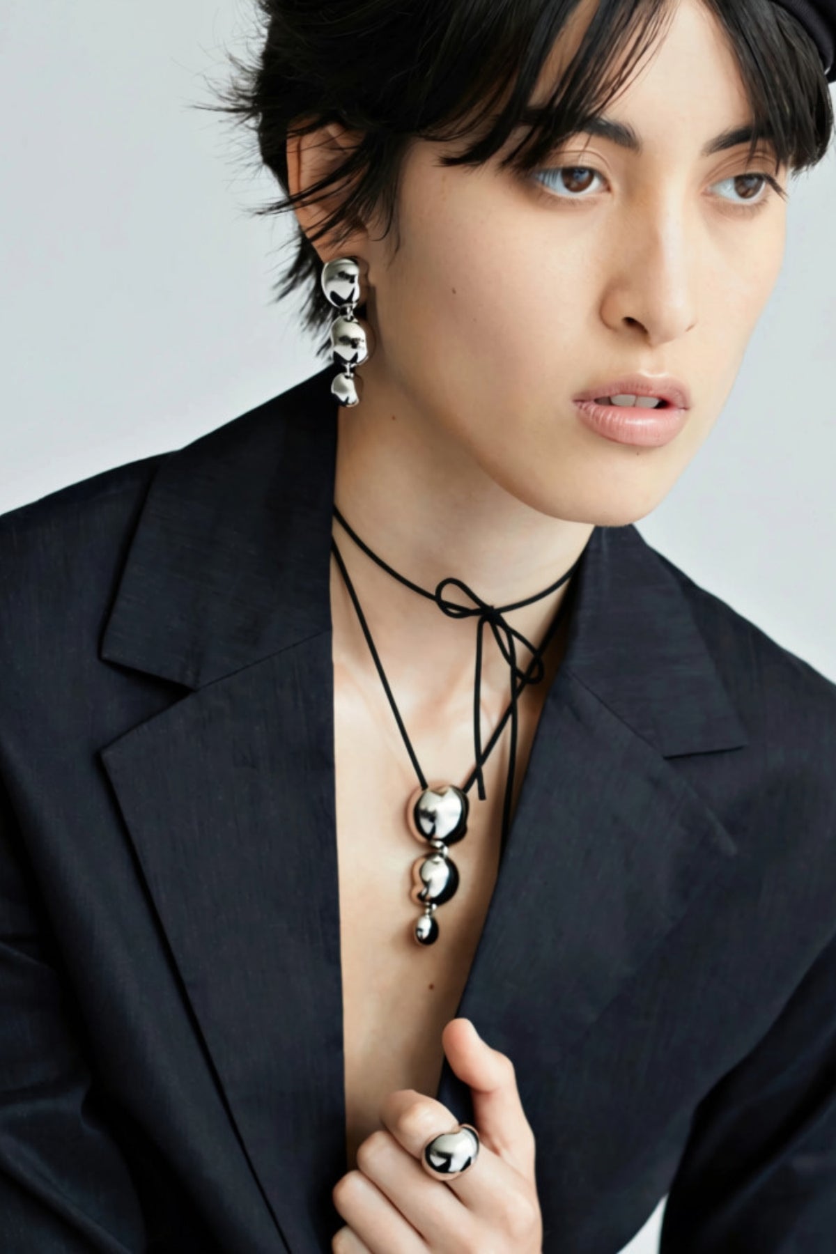 Gisele Tie Necklace - Silver - Helene Clarkson Design