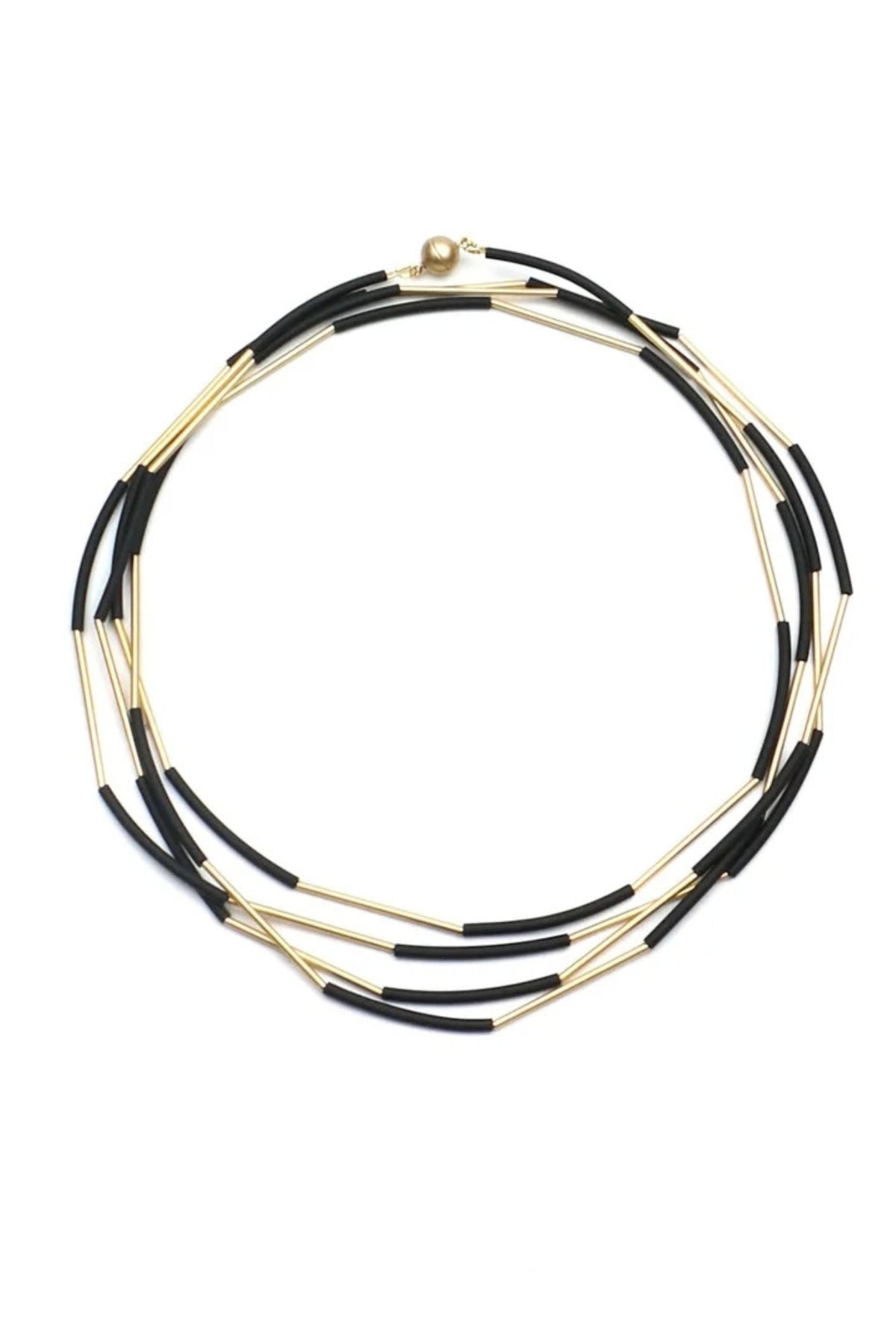 Nerò Oro Long Rubber and Gold Necklace