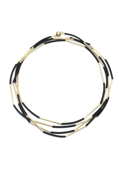 Nerò Oro Long Rubber and Gold Necklace
