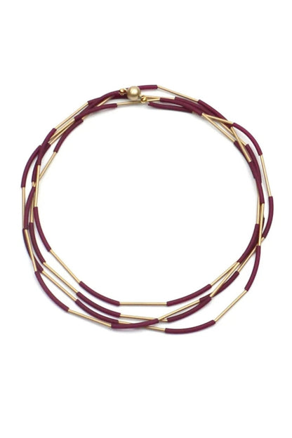 Nerò Oro Long Rubber and Gold Necklace