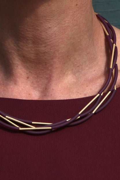 Nerò Oro Long Rubber and Gold Necklace