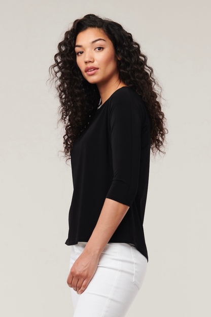 Helene Clarkson Design Sousa wrinkle-free jersey knit top, a stylish shirt with a smooth, comfortable fit and classic design.