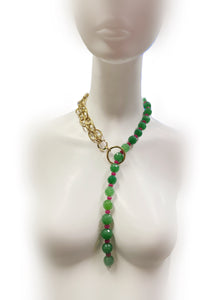 Green and Pink Agate Stainless Steel Necklacce - Helene Clarkson Design