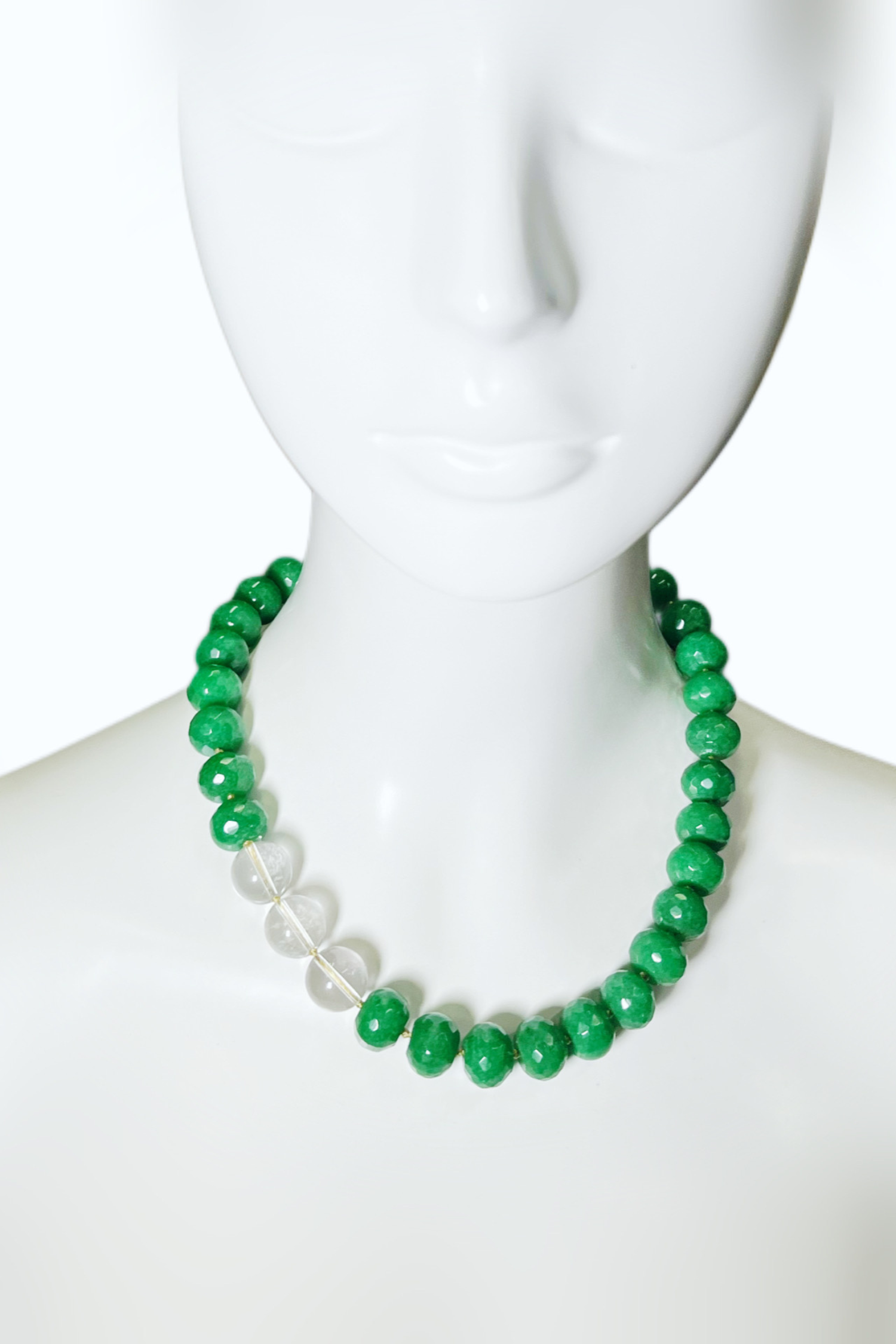 Goddesses – Ceridwen Necklace in Green Agate & Clear Quartz | Ibérina Design - Helene Clarkson Design