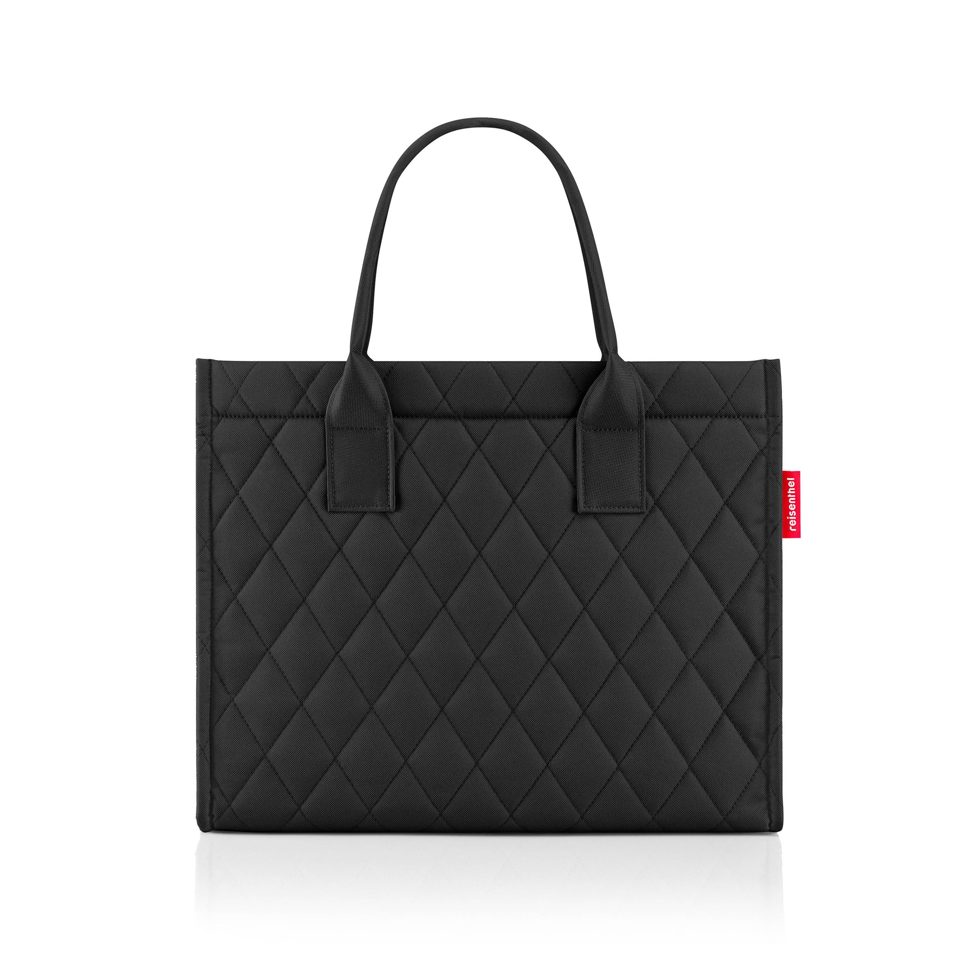 Reisenthel Daily Shopper Rhombus-Black bag with geometric black and white diamond pattern, lightweight and spacious for everyday use.